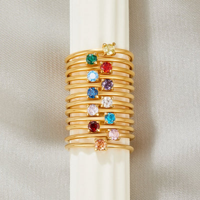 Fingerringe med Fødselssten | 16k Guld