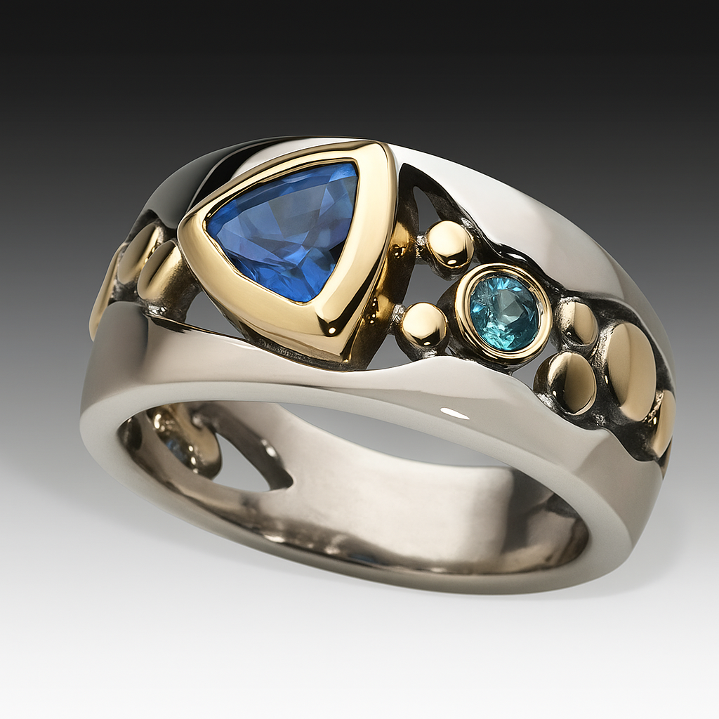 Retro Blå Krystal Ring