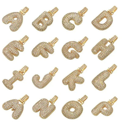 Pave Bubble Halskæde med Initial | 18k Guld