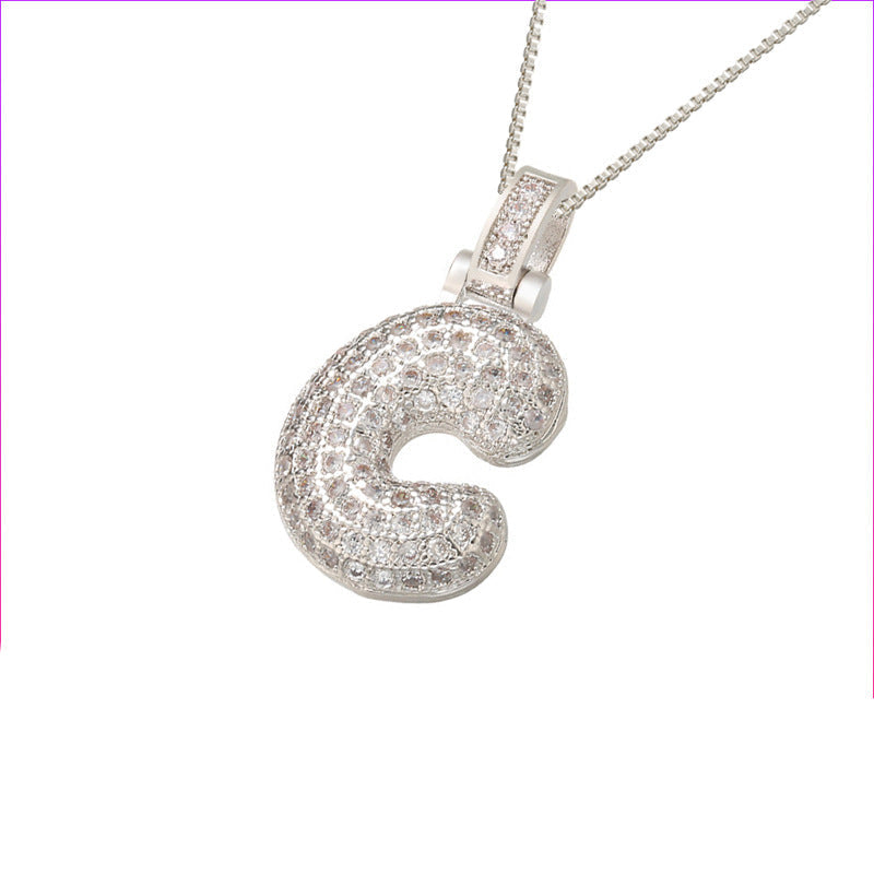 Pave Bubble Halskæde med Initial | 18k Guld