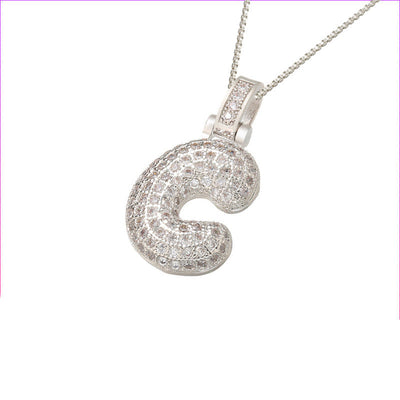 Pave Bubble Halskæde med Initial | 18k Guld