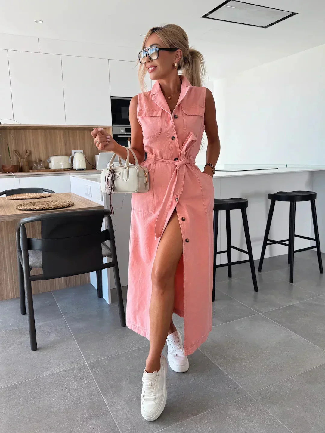 Sanne | Maxi Denim Kjole med Tidløs Elegance