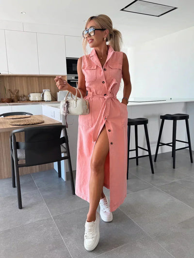 Sanne | Maxi Denim Kjole med Tidless Elegance