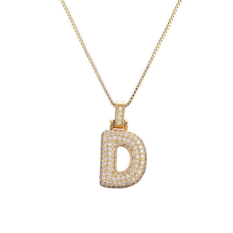 Pave Bubble Halskæde med Initial | 18k Guld