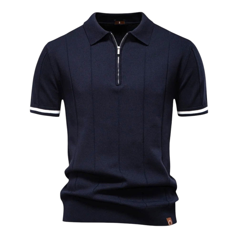 John™ | Casual Polo Shirt med Lynlås i Sporty Stil