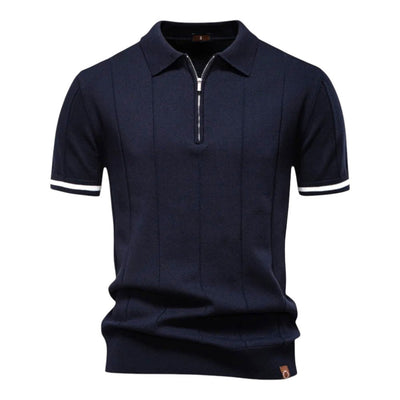 John™ | Casual Polo Shirt med Lynlås i Sporty Stil