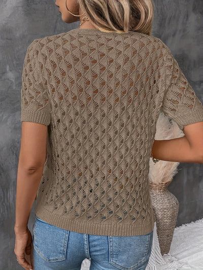 Elegant Kortærmet Bluse i Blonde