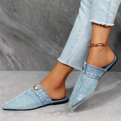 Chik Denim Sandaler med Knapper