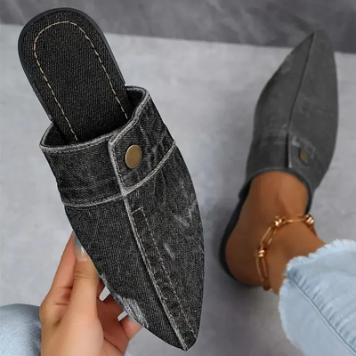 Chik Denim Sandaler med Knapper