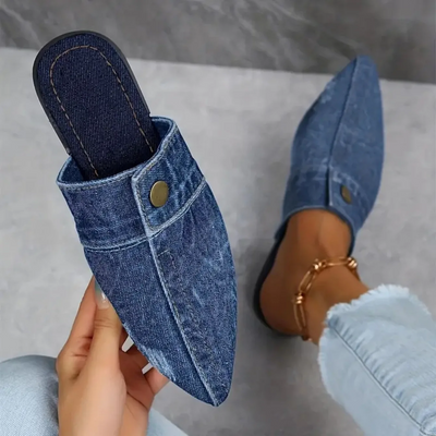 Chik Denim Sandaler med Knapper