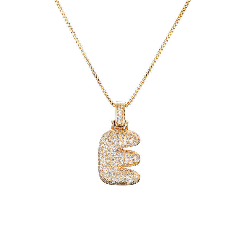 Pave Bubble Halskæde med Initial | 18k Guld
