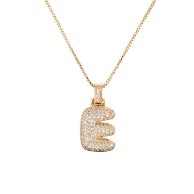 Pave Bubble Halskæde med Initial | 18k Guld