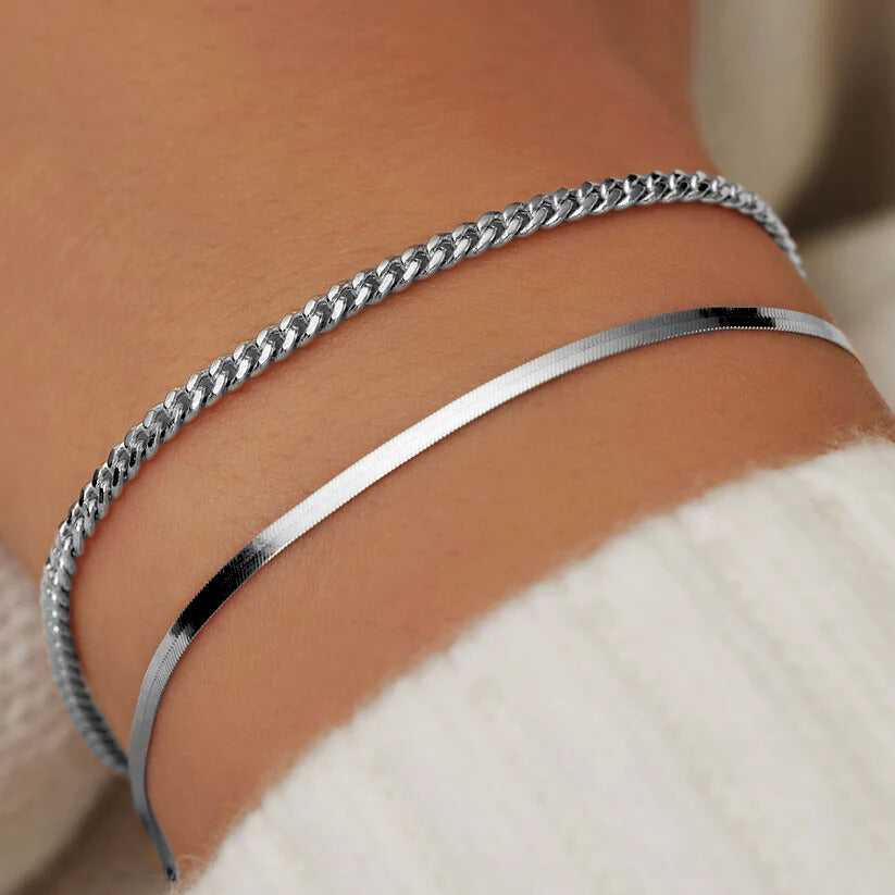 Soleil Slange Armbånd | Hvidguld 14k