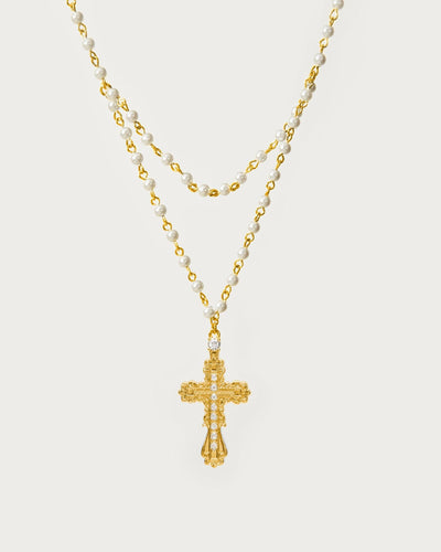 Everette Cross Necklace i Guld