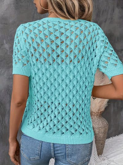 Elegant Kortærmet Bluse i Blonde