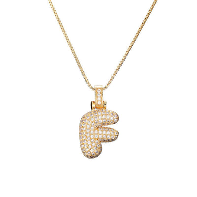 Pave Bubble Halskæde med Initial | 18k Guld