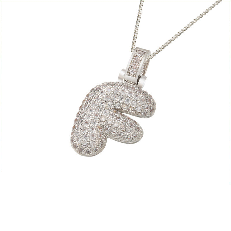 Pave Bubble Halskæde med Initial | 18k Guld
