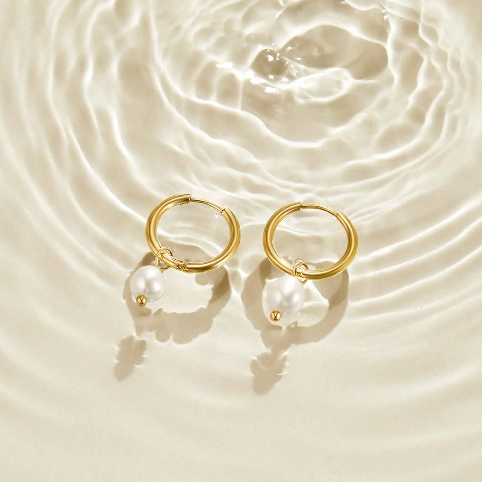 Bella øreringe med ferskvandsperler | Guld 18k