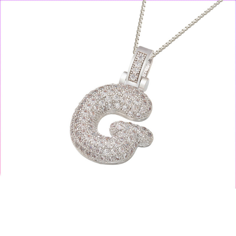 Pave Bubble Halskæde med Initial | 18k Guld