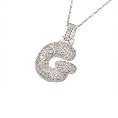 Pave Bubble Halskæde med Initial | 18k Guld