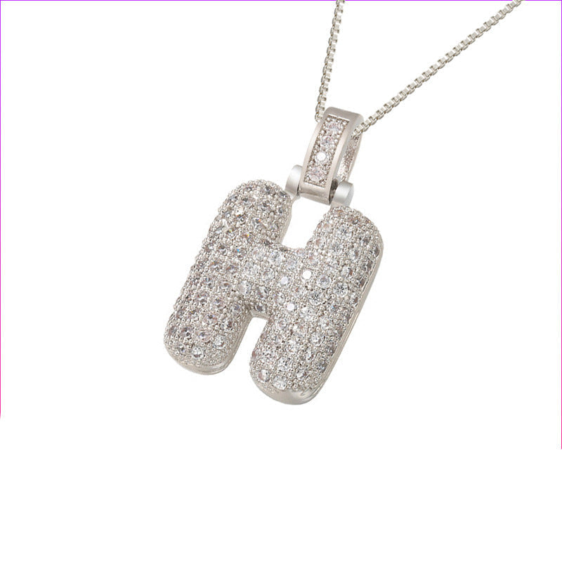 Pave Bubble Halskæde med Initial | 18k Guld