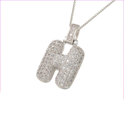Pave Bubble Halskæde med Initial | 18k Guld
