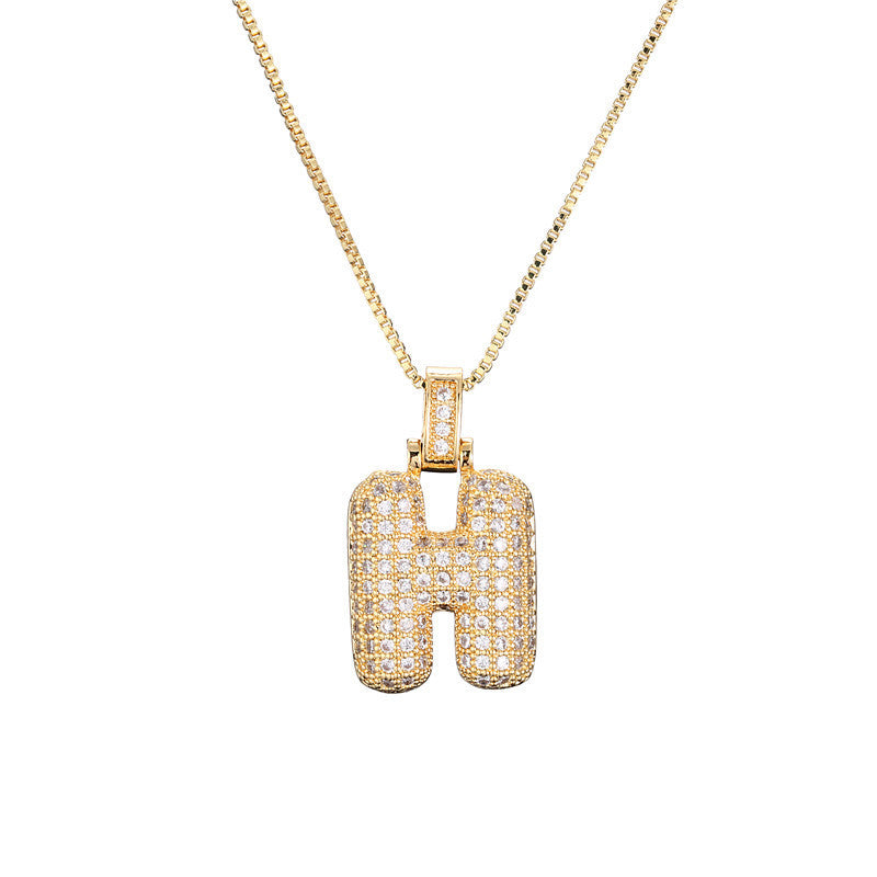 Pave Bubble Halskæde med Initial | 18k Guld