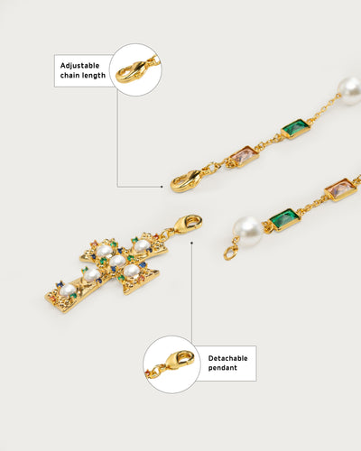 Elsker af Helius Pearl Cross Necklace