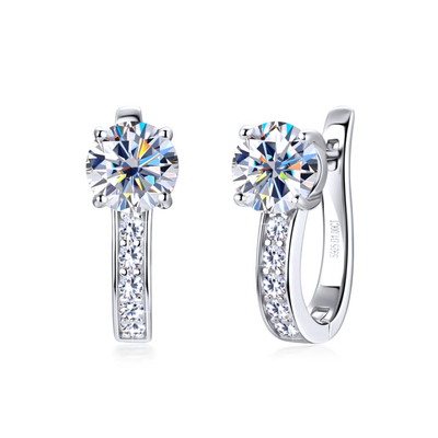 Kanal Moissanite Huggie Øreringe | Hvidguld 18k