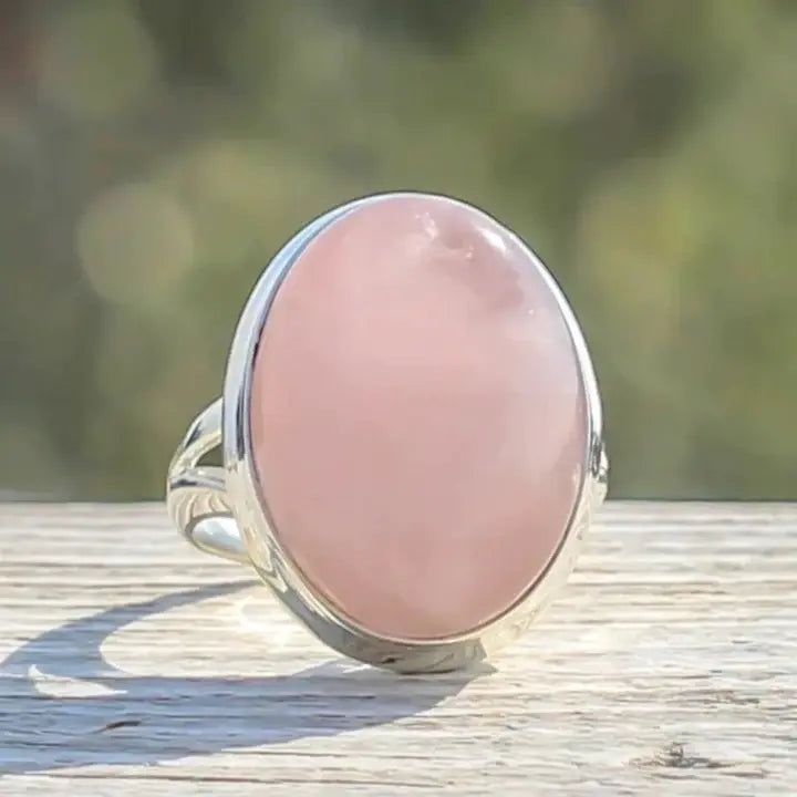 Vintage Rose Quartz Ring i Sterling Sølv