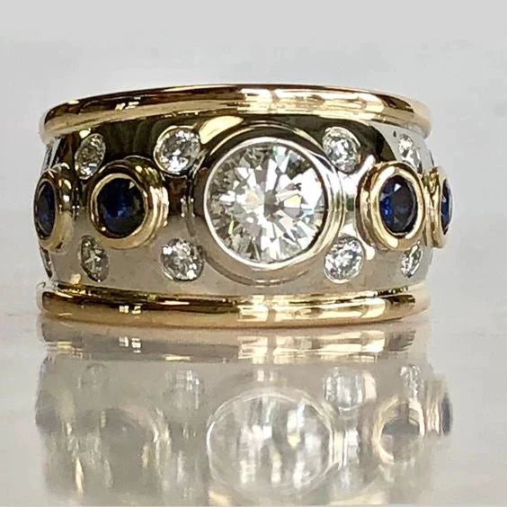 Retro Guld Indlæg Zircon Ring