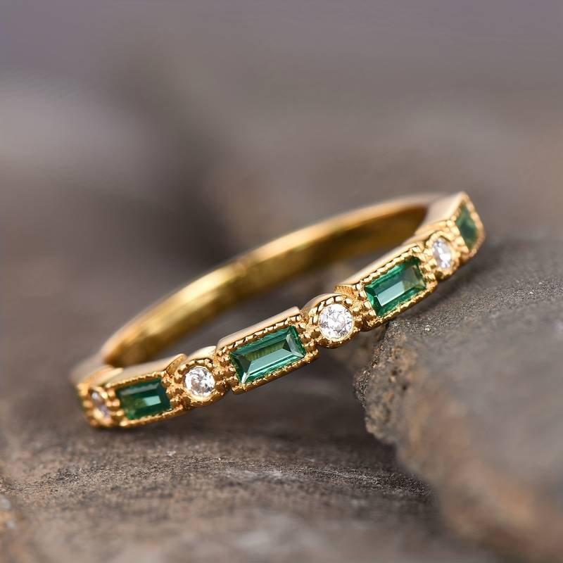 Alex - Grøn Indlagt Zirkonia Guld Ring