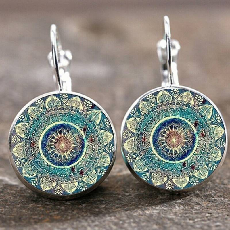 Vintage runde mandala øreringe