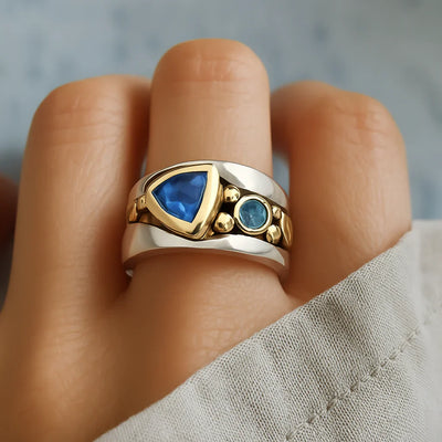 Retro Blå Krystal Ring