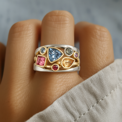 Vintage Farverig Zirconia Ring