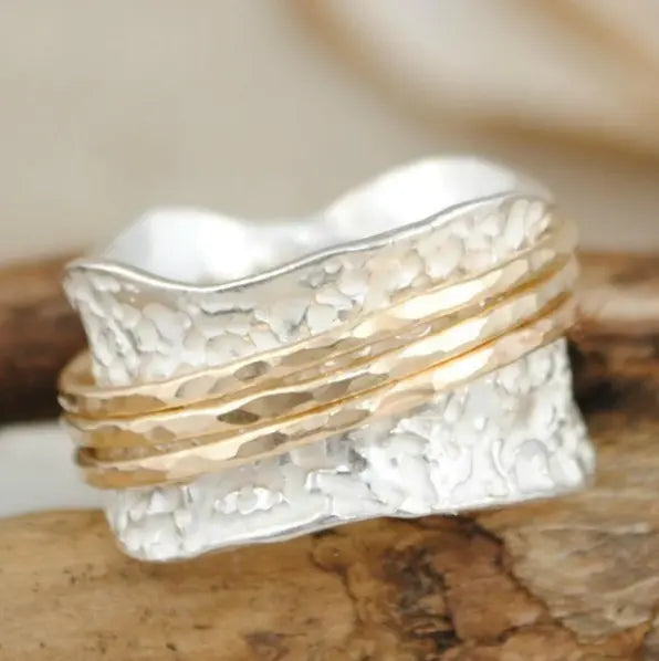 Vintage Tynd Guld & Sølv Ring