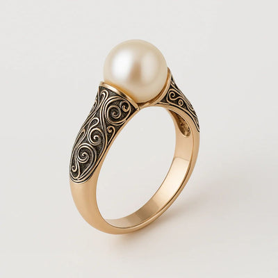 Vintage ring med perle