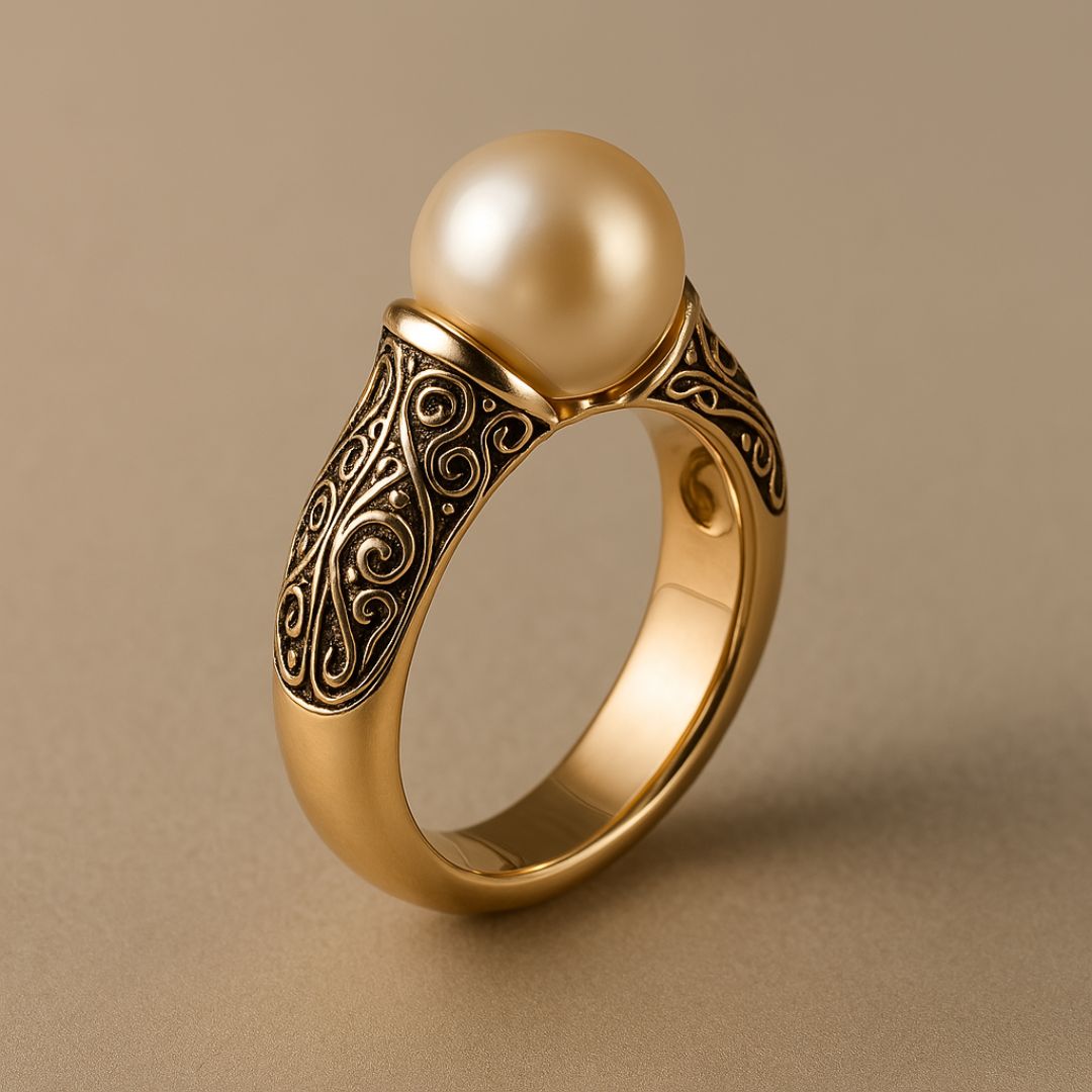 Vintage ring med perle