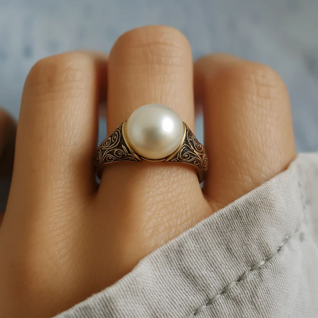 Vintage ring med perle