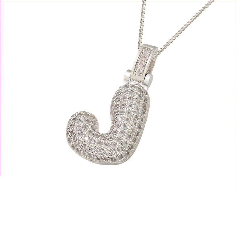 Pave Bubble Halskæde med Initial | 18k Guld