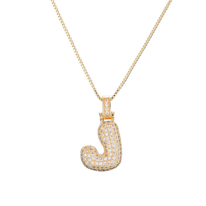 Pave Bubble Halskæde med Initial | 18k Guld