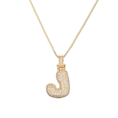 Pave Bubble Halskæde med Initial | 18k Guld