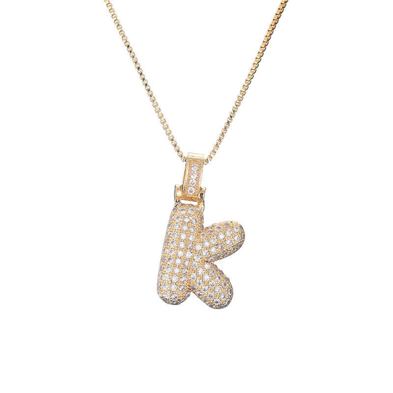Pave Bubble Halskæde med Initial | 18k Guld