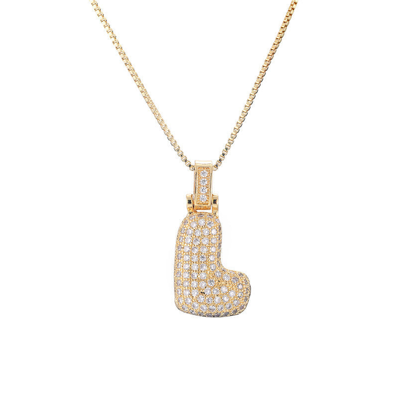 Pave Bubble Halskæde med Initial | 18k Guld