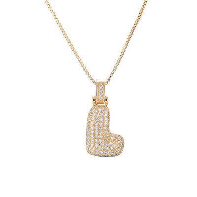 Pave Bubble Halskæde med Initial | 18k Guld