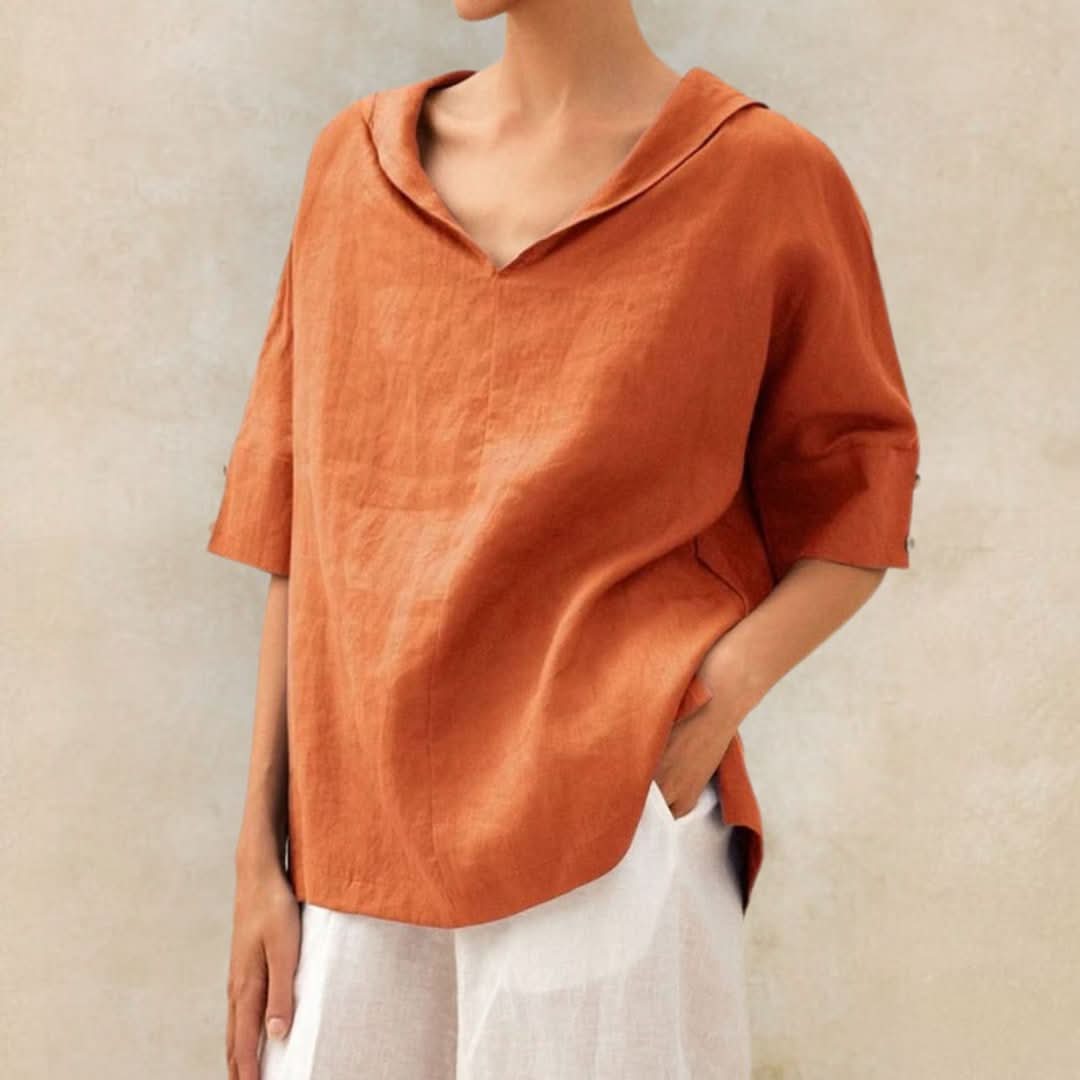 Casual Linnedame Skjorte Lena™ med V-udskæring - Olsen & Olsen™ - DK
