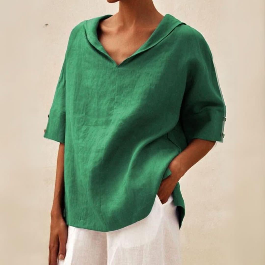 Casual Linnedame Skjorte Lena™ med V-udskæring - Olsen & Olsen™ - DK