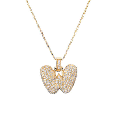 Pave Bubble Halskæde med Initial | 18k Guld