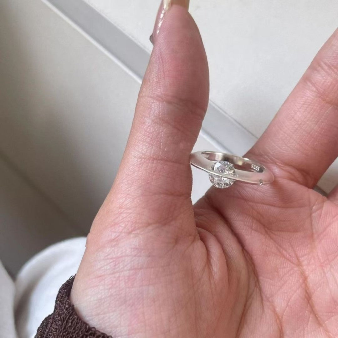 Stellar Rotterende Diamantring – S925 Sølv til Dig & Ham