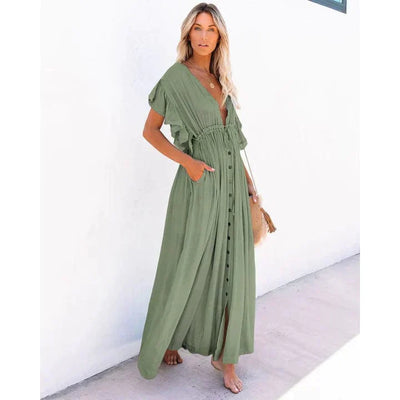 Rosea Maxi Strandkjole Grøn